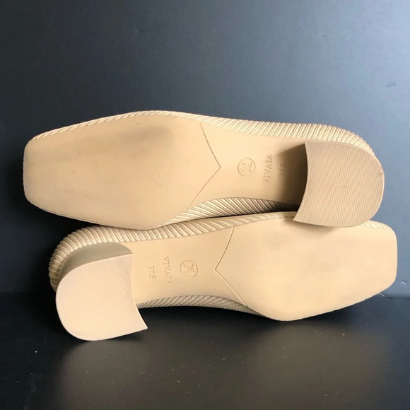 Vivaia Melody Square Toe Chunky Heel Pump Cream Ivory Size EUR 37.5 US 7 - Picture 8 of 12